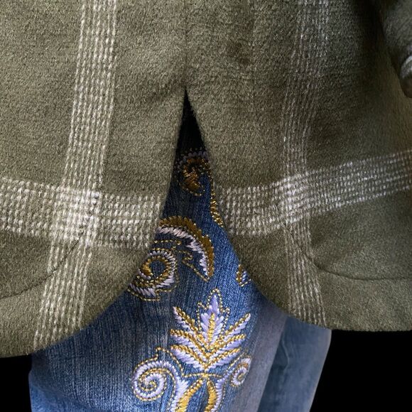 Sonoma Heavyweight Brushed Flannel Shacket Olive Green Plaid Size 2XL women’s - Picture 6 of 14